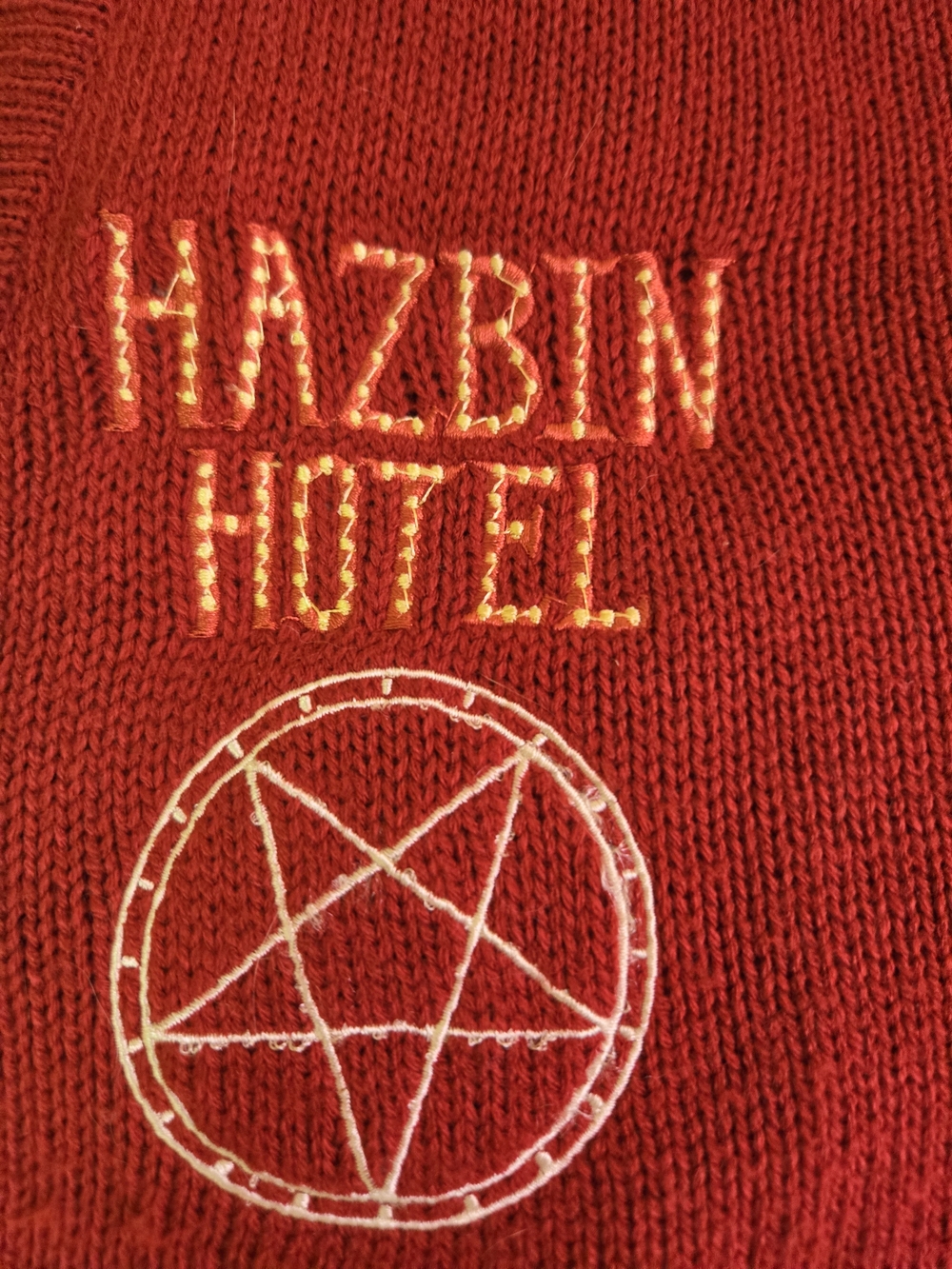 Hot Topic Red Hazbin Hotel Patch Cardigan Sweater - Picture 7 of 8